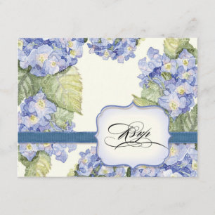 Tarjeta De Confirmación De Asistencia Boda formal floral con soporte de hidrangea azul