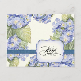 Tarjeta De Confirmación De Asistencia Boda formal floral con soporte de hidrangea azul