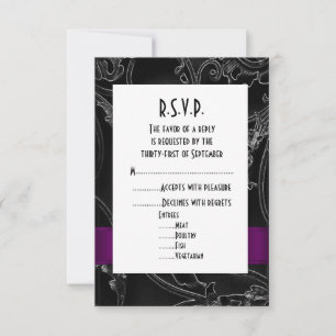 Tarjeta De Confirmación De Asistencia Boda formal gótico negro R.S.V.P