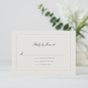 Tarjeta De Confirmación De Asistencia Boda Formal Moderna Clásica Elegante Crema