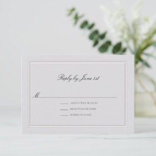 Tarjeta De Confirmación De Asistencia Boda Formal Moderna Clásica Elegante Marfil