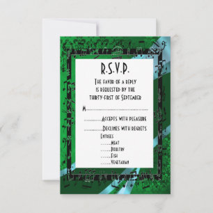 Tarjeta De Confirmación De Asistencia Boda formal negro de damasco verde R.S.V.P