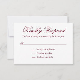 Tarjeta De Confirmación De Asistencia Boda Formal Tradicional de Borgoña