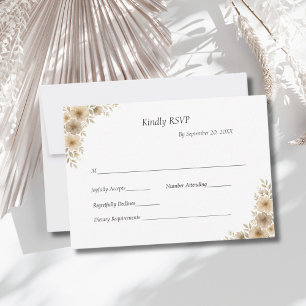 Tarjeta De Confirmación De Asistencia Boda Formal Tradicional Floral Gris Crema Beige