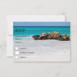 Tarjeta De Confirmación De Asistencia Boda fotográfico de Azure Ocean Sandy Beach