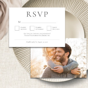 Tarjeta De Confirmación De Asistencia Boda fotográfico de escritura gris minimalista