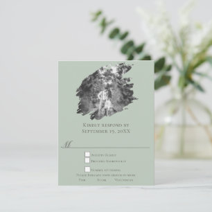Tarjeta De Confirmación De Asistencia Boda fotográfico de pincel moderno Verde salvia