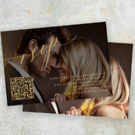 Tarjeta De Confirmación De Asistencia Boda fotográfico elegante de código QR