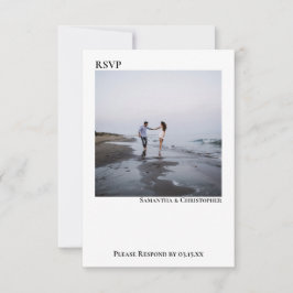 Tarjeta De Confirmación De Asistencia Boda fotográfico Minimalista blanco simple y moder
