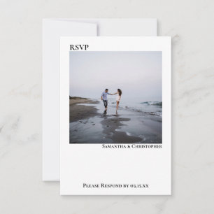 Tarjeta De Confirmación De Asistencia Boda fotográfico Minimalista blanco simple y moder