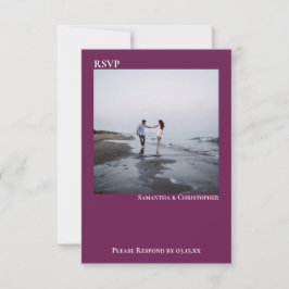 Tarjeta De Confirmación De Asistencia Boda fotográfico Minimalista simple Cassis Purple