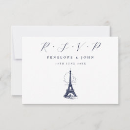 Tarjeta De Confirmación De Asistencia Boda francés de la Torre Eiffel Ilustracion