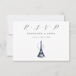 Tarjeta De Confirmación De Asistencia Boda francés de la Torre Eiffel Ilustracion