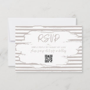 Tarjeta De Confirmación De Asistencia Boda Franjas Blancas Neutras Modernas