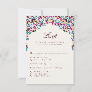 Tarjeta De Confirmación De Asistencia Boda Fronterizo de Estilo Marfil De Lujo Brillante