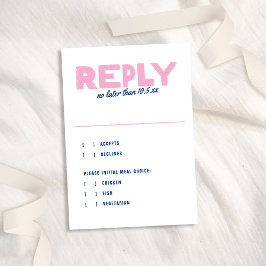 Tarjeta De Confirmación De Asistencia Boda Funky Colorful Blue Pink de tipo moderno y ne