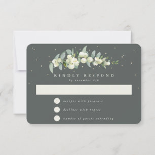 Tarjeta De Confirmación De Asistencia Boda Garland Green Snowberry + Eucalyptus Garland