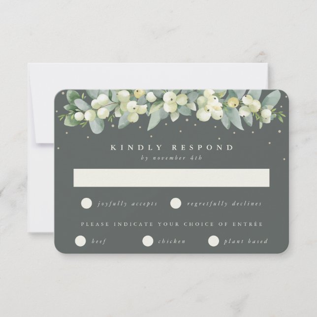 Tarjeta De Confirmación De Asistencia Boda Garland Green Snowberry + Eucalyptus Garland (Anverso)