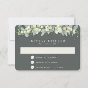 Tarjeta De Confirmación De Asistencia Boda Garland Green Snowberry + Eucalyptus Garland