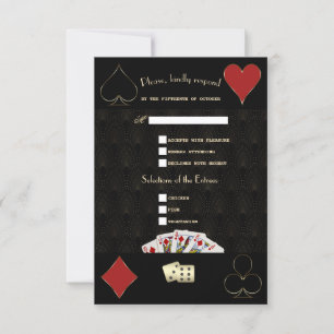 Tarjeta De Confirmación De Asistencia Boda Gatsby Casino Vegas Poker de lujo