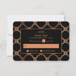 Tarjeta De Confirmación De Asistencia Boda Gatsby de Art Deco Geométrico Vintage