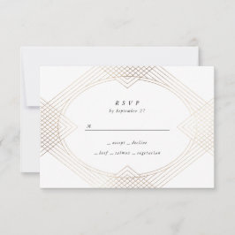 Tarjeta De Confirmación De Asistencia Boda Gatsby de Oval Geométrico Art Deco Oval blanc