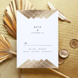 Tarjeta De Confirmación De Asistencia Boda Gatsby Geométrico Purple Gold