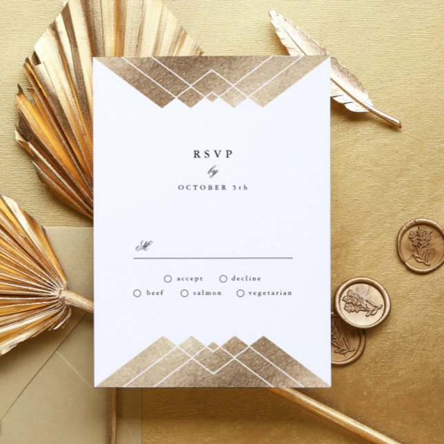 Tarjeta De Confirmación De Asistencia Boda Gatsby Geométrico Purple Gold (Subido por el creador)