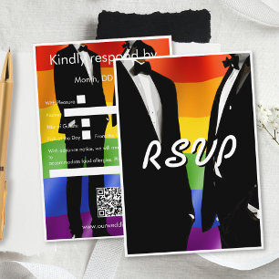 Tarjeta De Confirmación De Asistencia Boda Gay Moderna y Elegante Arcoíris