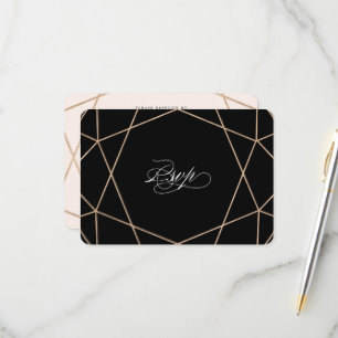 Tarjeta De Confirmación De Asistencia Boda Gemstone Geométrico Gemstone Diamond Round St