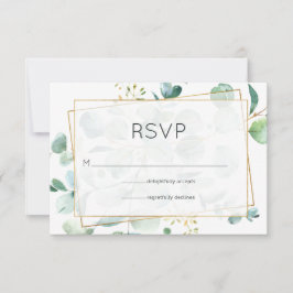 Tarjeta De Confirmación De Asistencia Boda geométrica de eucalipto pastel