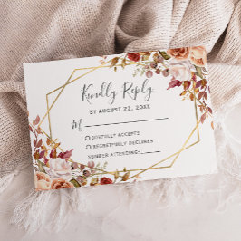Tarjeta De Confirmación De Asistencia Boda geométrica floral de acuarela de otoño