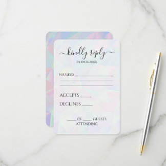 Tarjeta De Confirmación De Asistencia Boda Geométrica Iridescente Personalizada