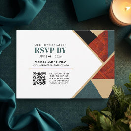 Tarjeta De Confirmación De Asistencia Boda Geométrica Moderna Art Deco