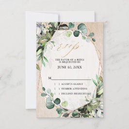 Tarjeta De Confirmación De Asistencia Boda geométrica moderna con vegetación de salvia d
