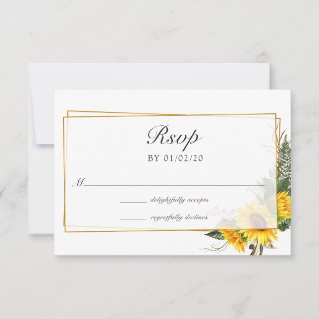 Tarjeta De Confirmación De Asistencia Boda geométrico acuarcal de girasol (Anverso)