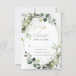 Tarjeta De Confirmación De Asistencia Boda geométrico moderno Eucalyptus Sage Greenery