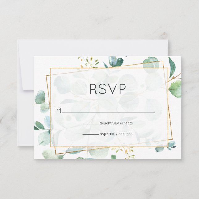 Tarjeta De Confirmación De Asistencia Boda geométrico Pastel Eucalyptus (Anverso)