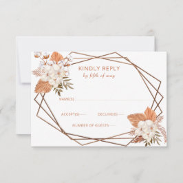 Tarjeta De Confirmación De Asistencia Boda Geométrico Rustic Terracotta Boho Pampas