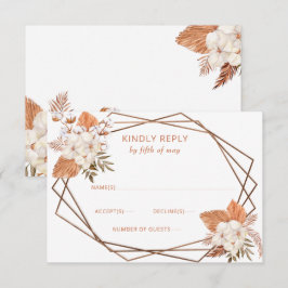 Tarjeta De Confirmación De Asistencia Boda Geométrico Rustic Terracotta Boho Pampas