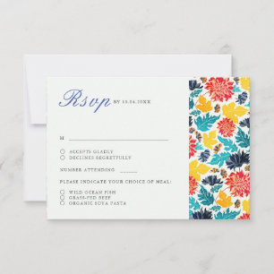 Tarjeta De Confirmación De Asistencia Boda Girasoles Acuarela Amarillo Azul Natural