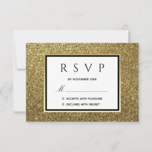 Tarjeta De Confirmación De Asistencia Boda Glitter Gold