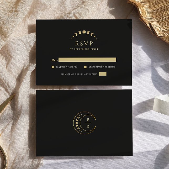 Tarjeta De Confirmación De Asistencia Boda Gold Moon (Subido por el creador)