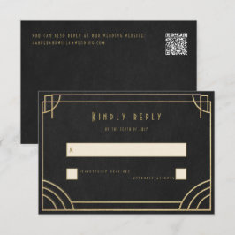 Tarjeta De Confirmación De Asistencia Boda Golden Deco