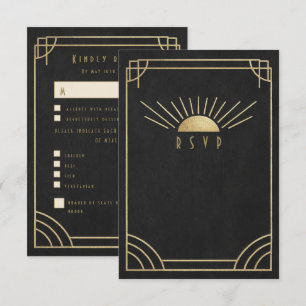 Tarjeta De Confirmación De Asistencia Boda Golden Sunburst