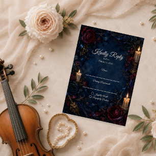 Tarjeta De Confirmación De Asistencia Boda gótica con velas