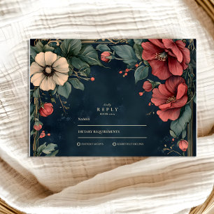 Tarjeta De Confirmación De Asistencia Boda Gótica Floral Barroca