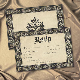 Tarjeta De Confirmación De Asistencia Boda Gótica Pergamino Medieval Hasta la Muerte