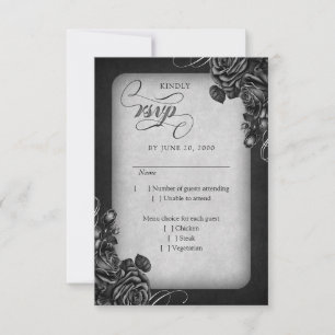 Tarjeta De Confirmación De Asistencia Boda gótico de Rosas negros