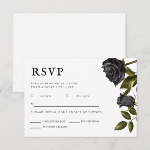 Tarjeta De Confirmación De Asistencia Boda gótico Elección de comida Rosa negro